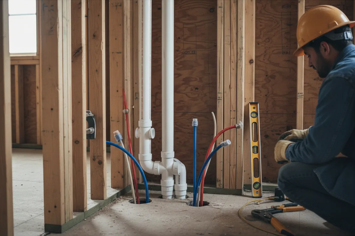 Drain and supply rough-in during Toilet Repair and Installation in Southbury