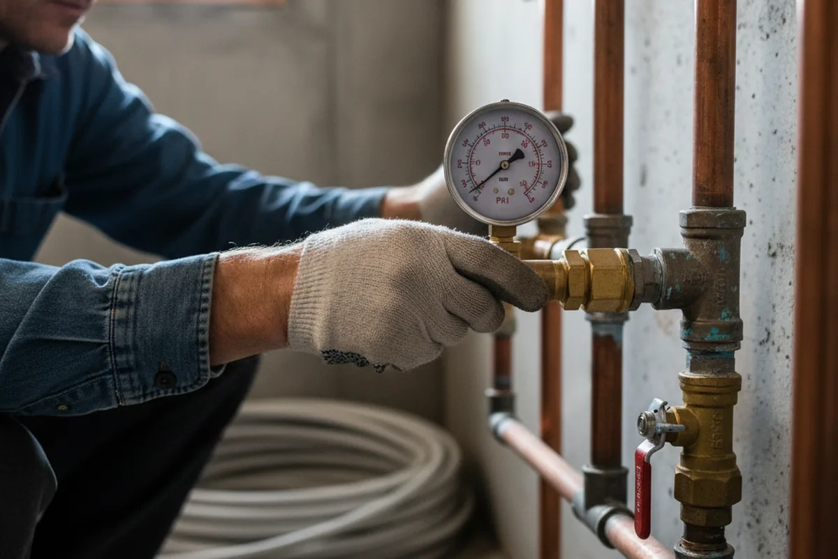 Pressure testing a repaired line during Water Line Repair in Southbury